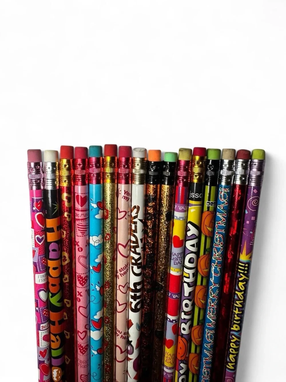NWT Vintage 90s 2000s 16 Assorted Wooden Pencils Colorful Holiday Teacher